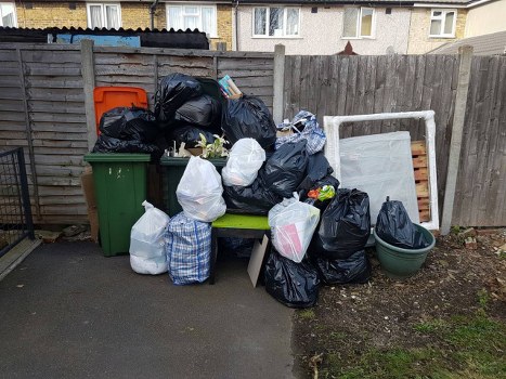 Recycling skip at a Putney street collection