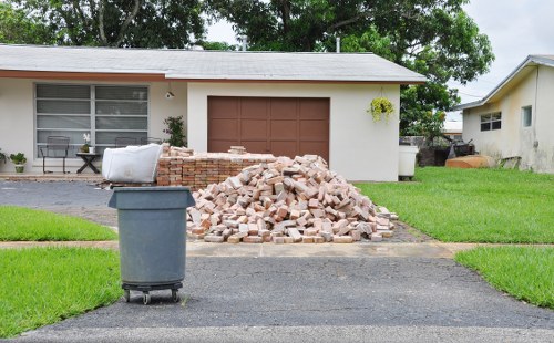Professional team handling demolition waste removal